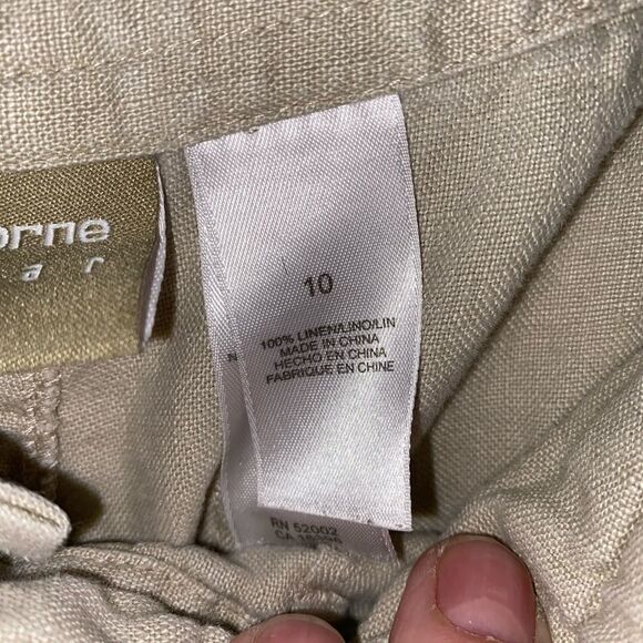 LIZ CLAIBORNE Liz wear khaki linen drawstring 4 pocket shorts - Picture 8 of 16